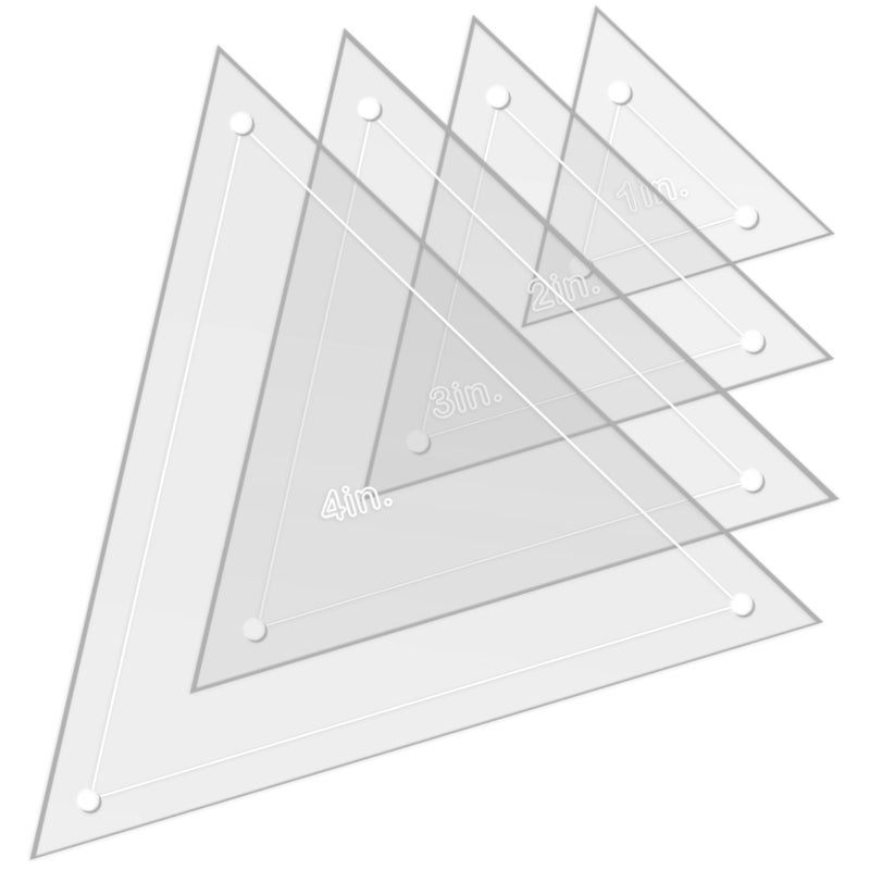 LaserThing Quilting Acrylic Template Set | Precision Tools for Quilting Enthusiasts | Triangle Design | Includes Sizes 4""  3""  2""  1"" | 1/8 Clear Acrylic | 1/4"" Seam Allowance for Accuracy - Image 2